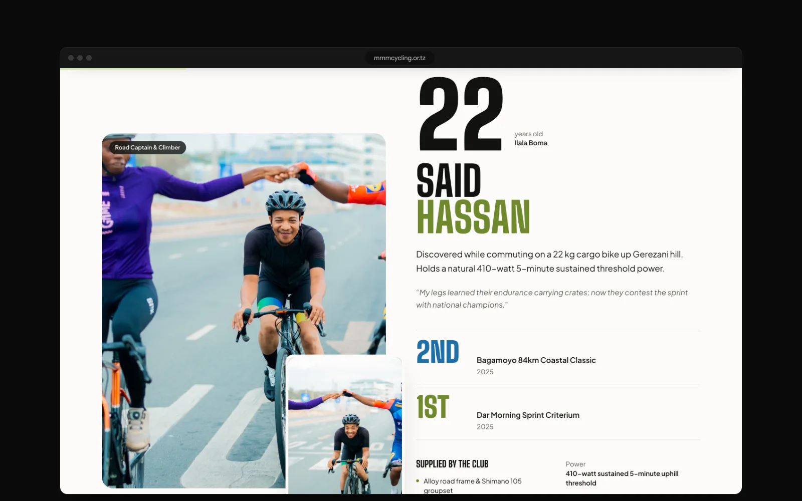 MMM Cycling Club on desktop
