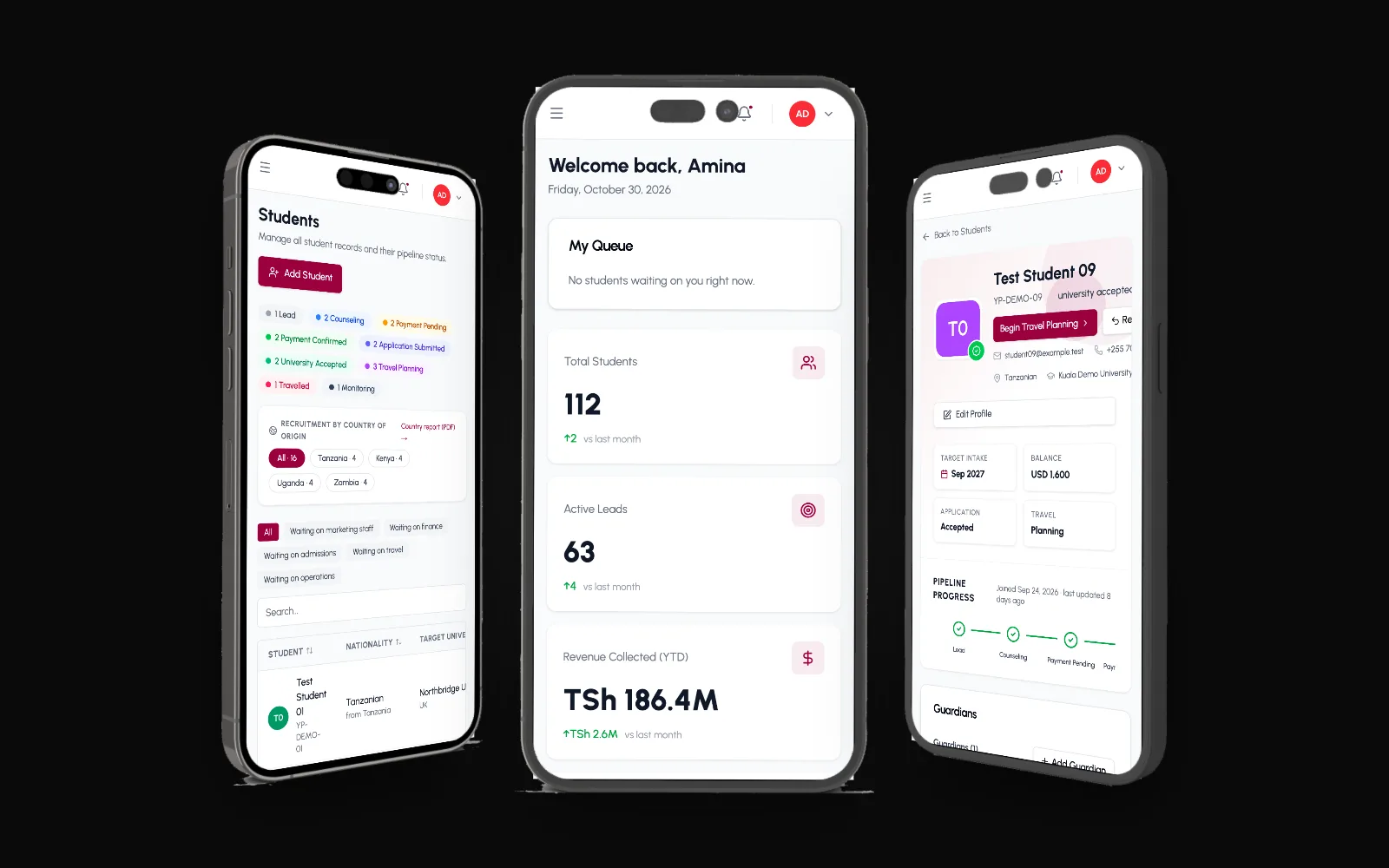 YPIT OPS on three phones