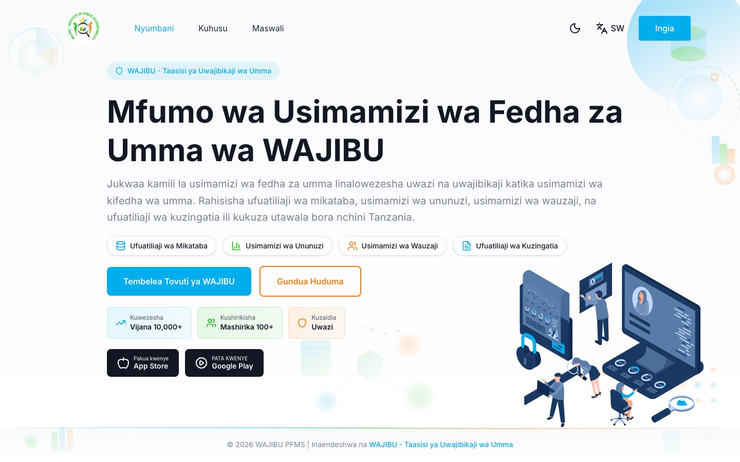 Rai Makini, Public finance monitoring, web and mobile: home page screenshot